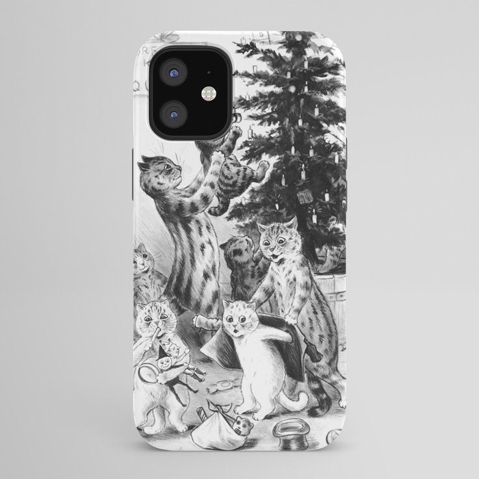 Cats Decorating The Christmas Tree' Vintage Cat Art by Louis Wain iPhone Case