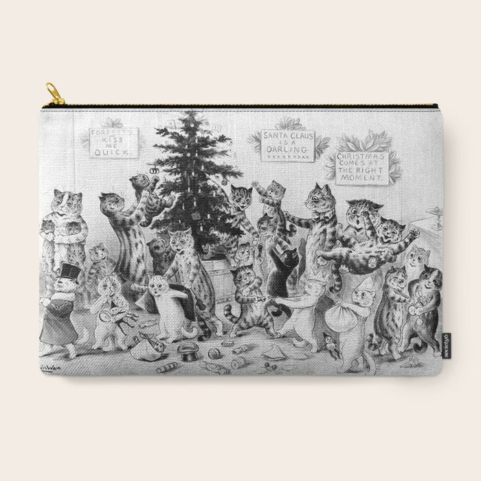 Cats Decorating The Christmas Tree' Vintage Cat Art by Louis Wain Carry All Pouch