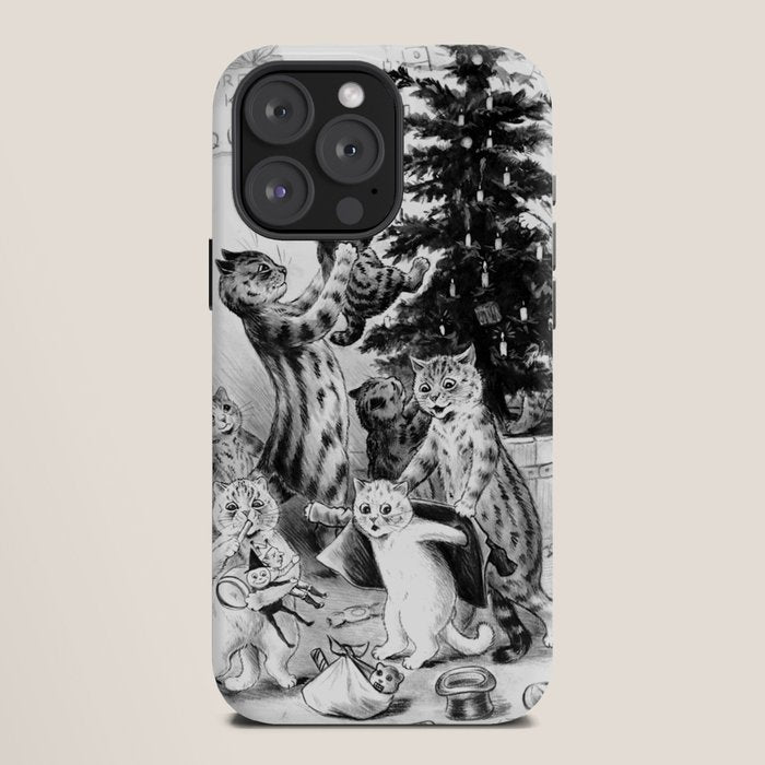 Cats Decorating The Christmas Tree' Vintage Cat Art by Louis Wain iPhone Case