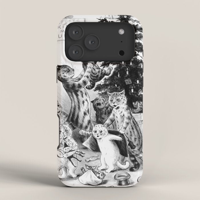 Cats Decorating The Christmas Tree' Vintage Cat Art by Louis Wain iPhone Case