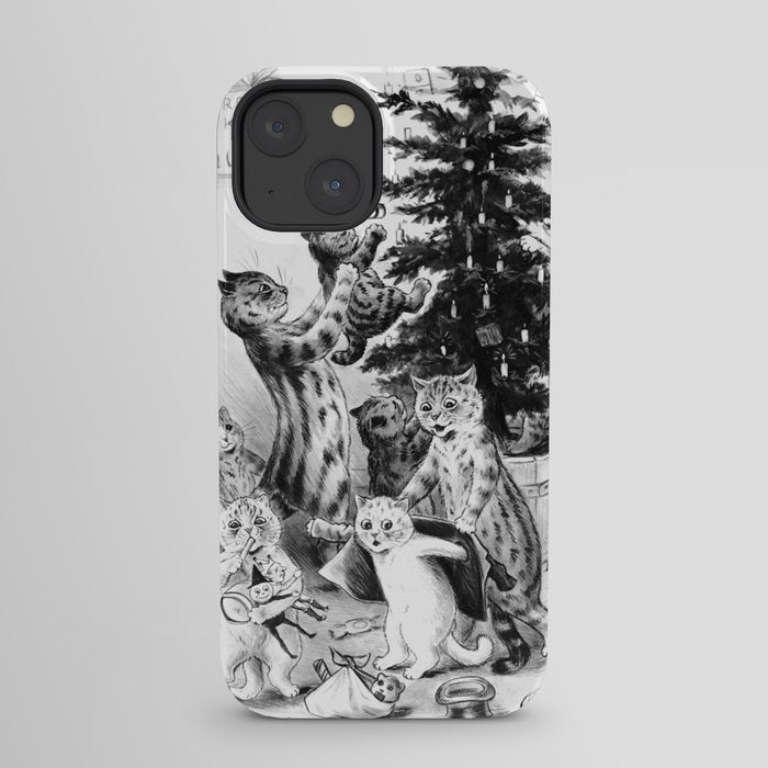 Cats Decorating The Christmas Tree' Vintage Cat Art by Louis Wain iPhone Case