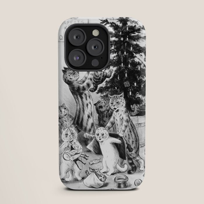 Cats Decorating The Christmas Tree' Vintage Cat Art by Louis Wain iPhone Case