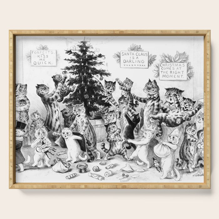 Cats Decorating The Christmas Tree' Vintage Cat Art by Louis Wain Serving Tray