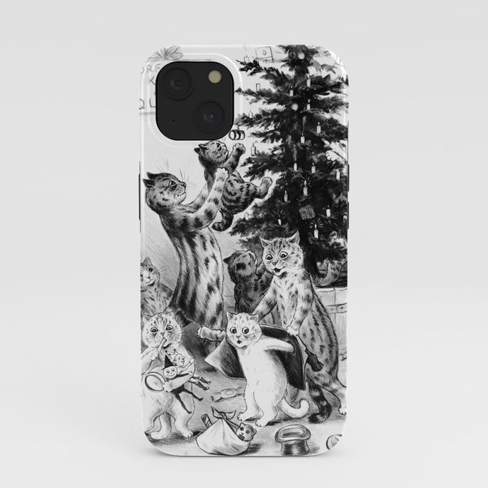 Cats Decorating The Christmas Tree' Vintage Cat Art by Louis Wain iPhone Case