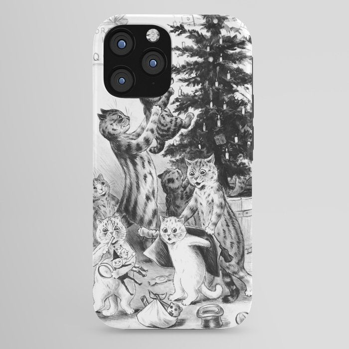 Cats Decorating The Christmas Tree' Vintage Cat Art by Louis Wain iPhone Case