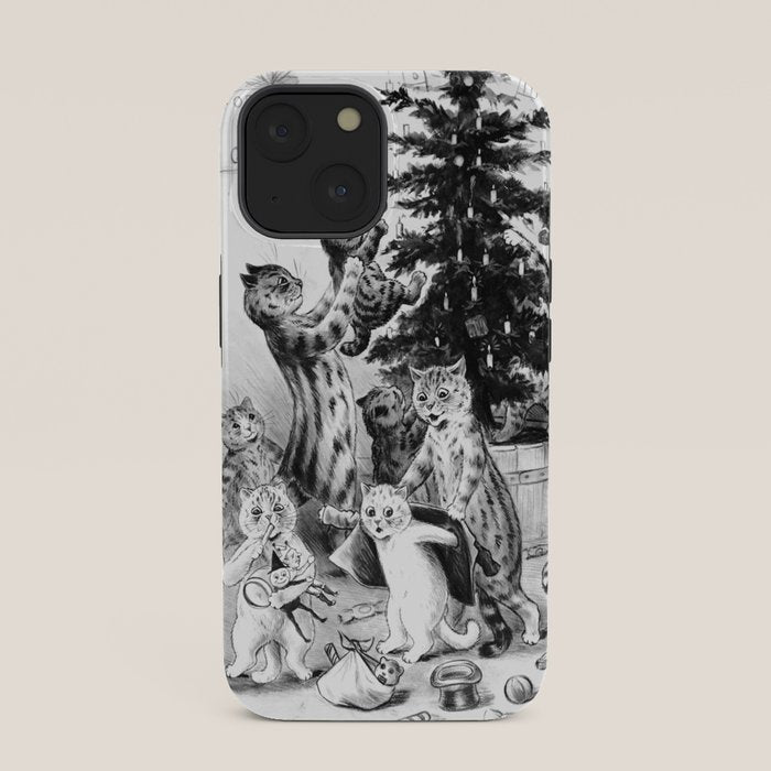 Cats Decorating The Christmas Tree' Vintage Cat Art by Louis Wain iPhone Case
