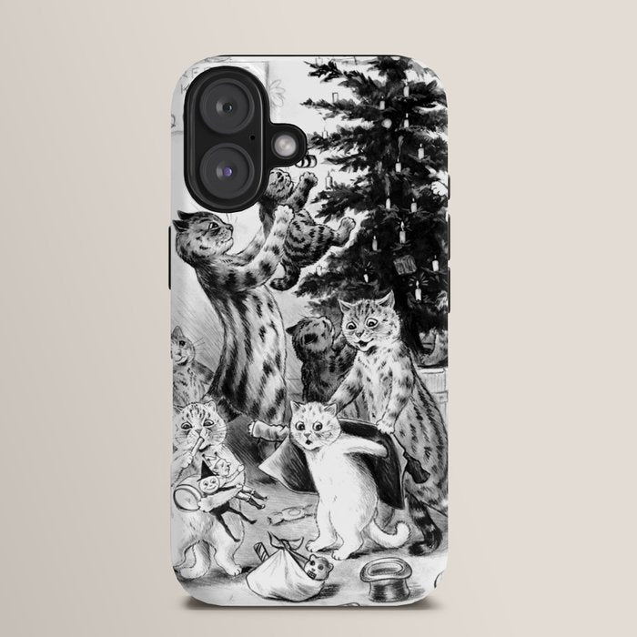 Cats Decorating The Christmas Tree' Vintage Cat Art by Louis Wain iPhone Case