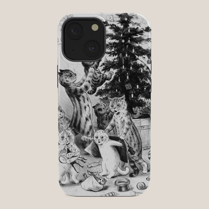 Cats Decorating The Christmas Tree' Vintage Cat Art by Louis Wain iPhone Case