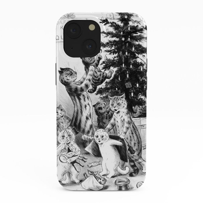 Cats Decorating The Christmas Tree' Vintage Cat Art by Louis Wain iPhone Case