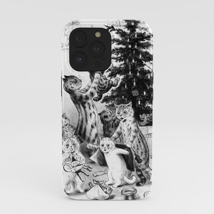 Cats Decorating The Christmas Tree' Vintage Cat Art by Louis Wain iPhone Case