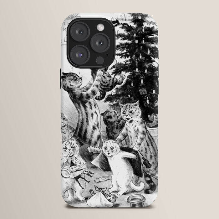 Cats Decorating The Christmas Tree' Vintage Cat Art by Louis Wain iPhone Case