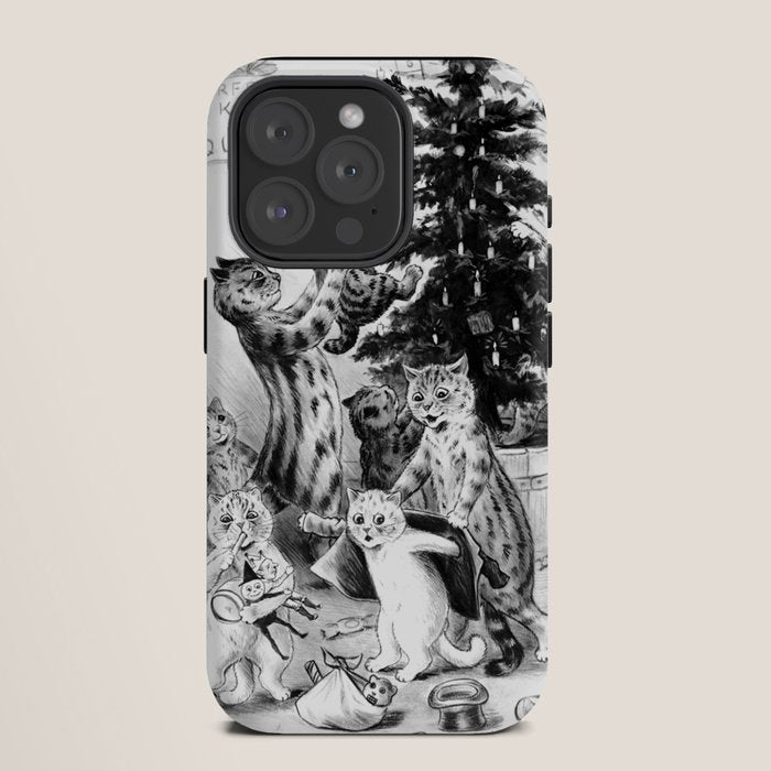 Cats Decorating The Christmas Tree' Vintage Cat Art by Louis Wain iPhone Case