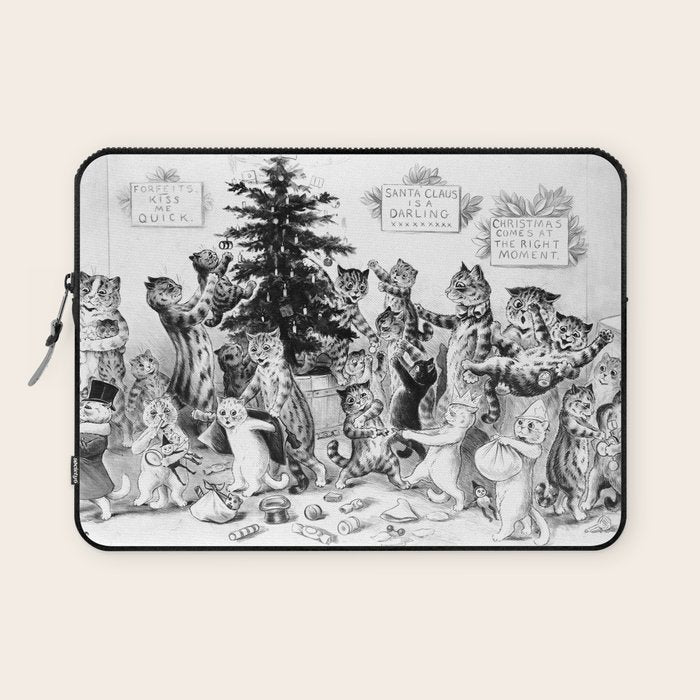 Cats Decorating The Christmas Tree' Vintage Cat Art by Louis Wain Laptop Sleeve