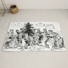 Cats Decorating The Christmas Tree' Vintage Cat Art by Louis Wain Rug