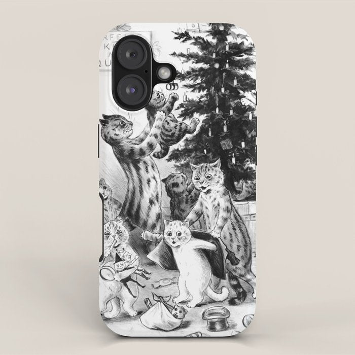 Cats Decorating The Christmas Tree' Vintage Cat Art by Louis Wain iPhone Case