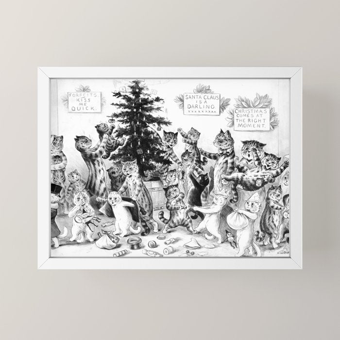 Cats Decorating The Christmas Tree' Vintage Cat Art by Louis Wain Mini Art Print