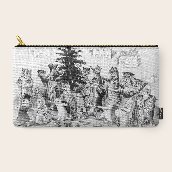 Cats Decorating The Christmas Tree' Vintage Cat Art by Louis Wain Carry All Pouch