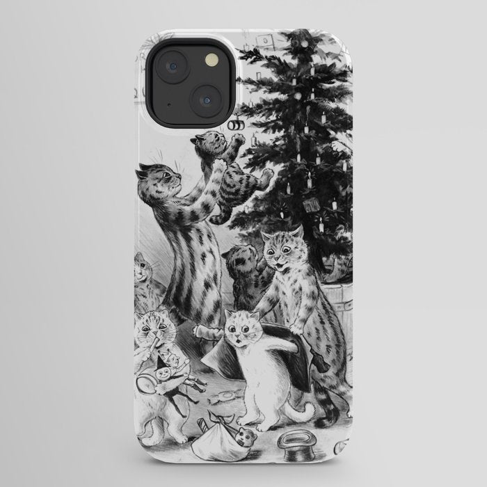 Cats Decorating The Christmas Tree' Vintage Cat Art by Louis Wain iPhone Case