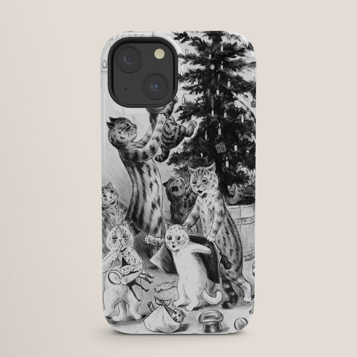 Cats Decorating The Christmas Tree' Vintage Cat Art by Louis Wain iPhone Case