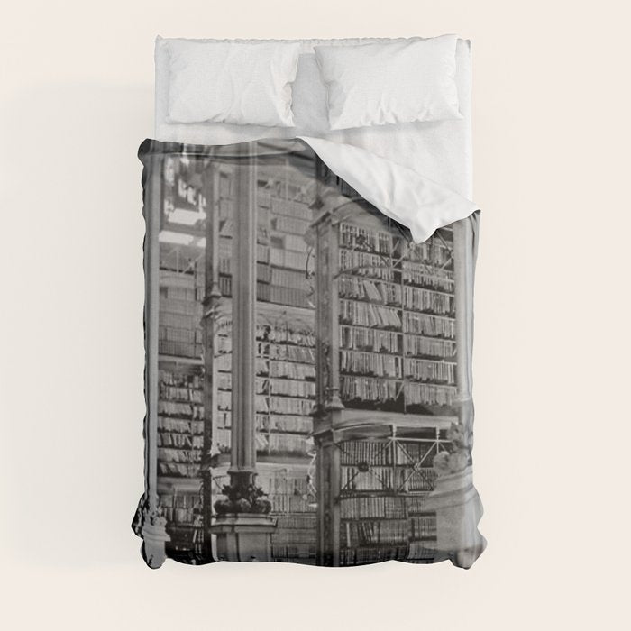 A Book Lover's Dream - Cincinnati Public Library black and white photographs / black and white photo Duvet Cover