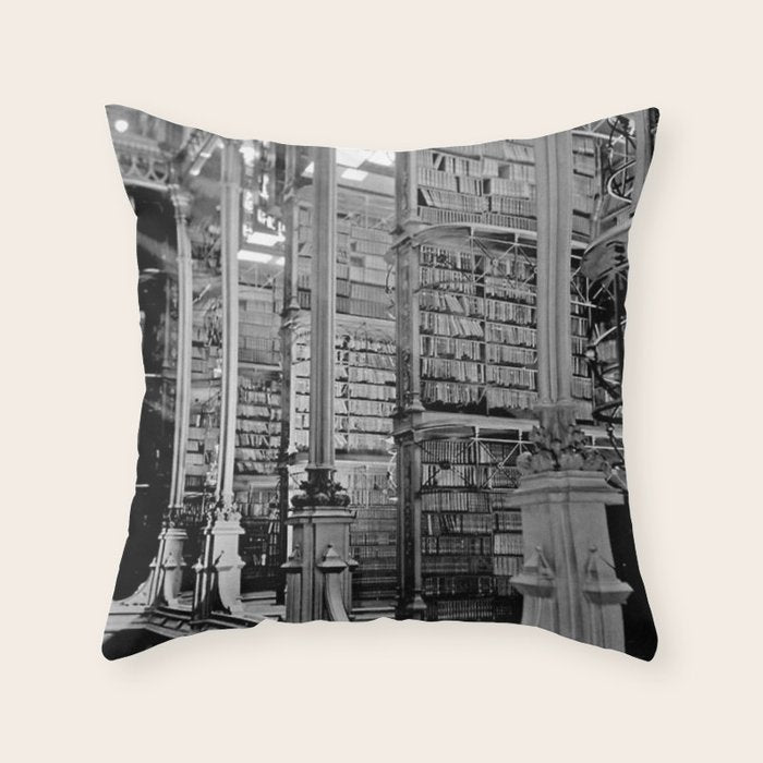 A Book Lover's Dream - Cincinnati Public Library black and white photographs / black and white photo Throw Pillow