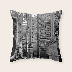 A Book Lover's Dream - Cincinnati Public Library black and white photographs / black and white photo Throw Pillow