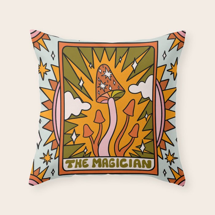 1. The Magician Mushroom Throw Pillow
