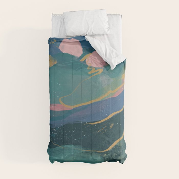"You Are Worthy" Midnight Background Comforter