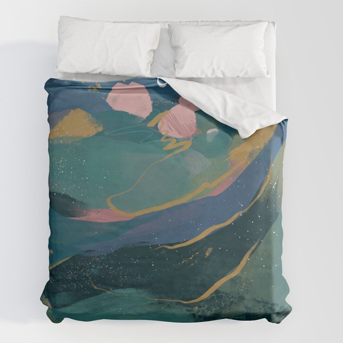 "You Are Worthy" Midnight Background Duvet Cover
