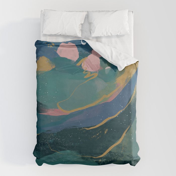 "You Are Worthy" Midnight Background Duvet Cover