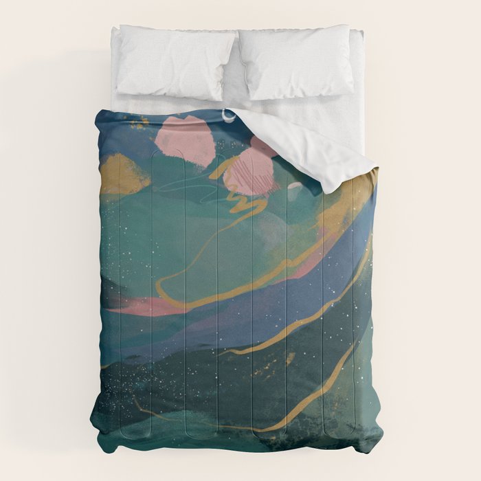 "You Are Worthy" Midnight Background Comforter