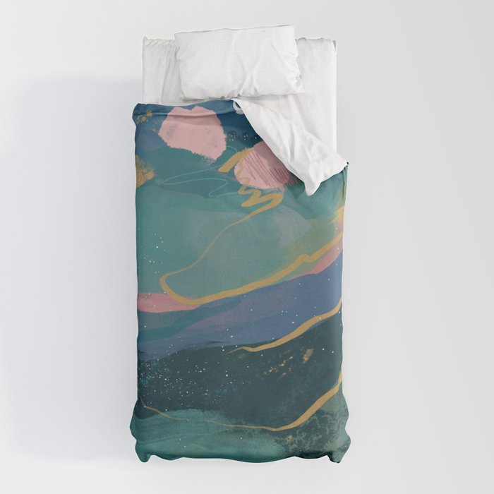 "You Are Worthy" Midnight Background Duvet Cover