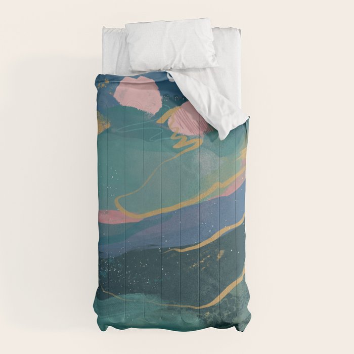 "You Are Worthy" Midnight Background Comforter