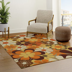 70's Floral Prints, Retro Art Rug