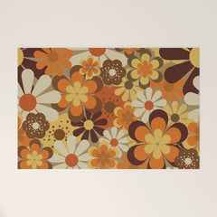 70's Floral Prints, Retro Art Welcome Mat