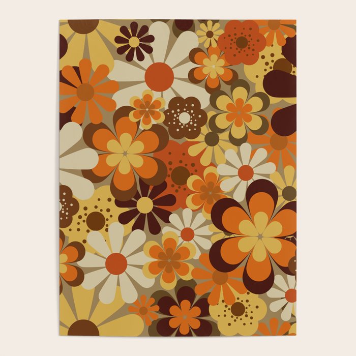 70's Floral Prints, Retro Art Poster