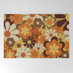 70's Floral Prints, Retro Art Welcome Mat