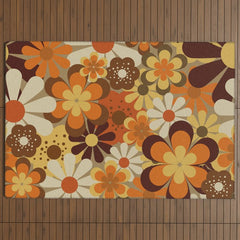 70's Floral Prints, Retro Art Outdoor Rug