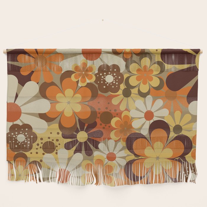 70's Floral Prints, Retro Art Wall Hanging