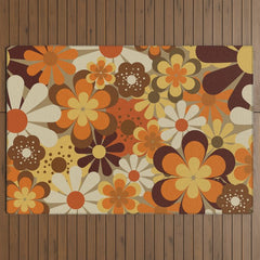 70's Floral Prints, Retro Art Outdoor Rug