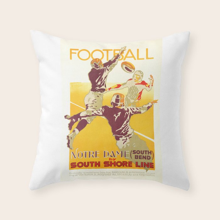 1926 Notre Dame By South Shore Line Advertising Poster Throw Pillow