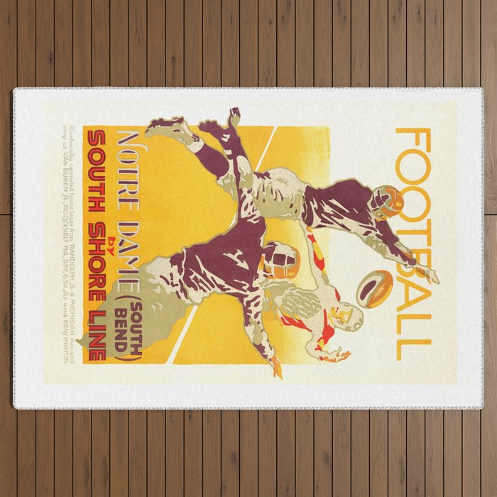 1926 Notre Dame By South Shore Line Advertising Poster Outdoor Rug