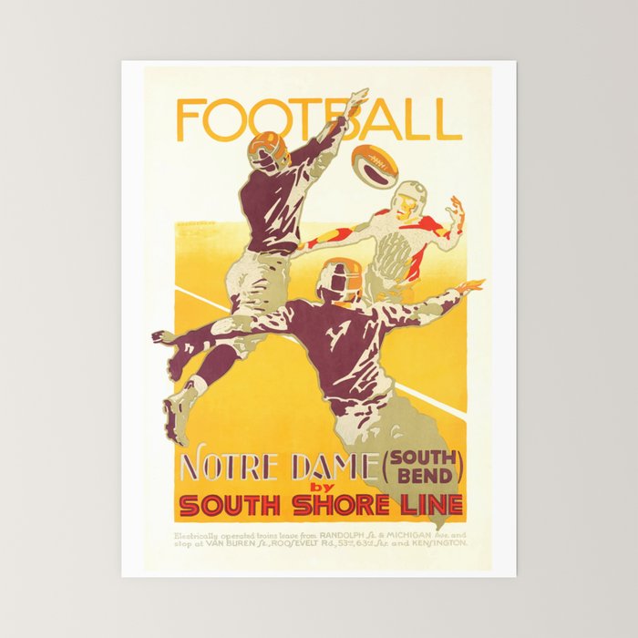 1926 Notre Dame By South Shore Line Advertising Poster Mini Art Print