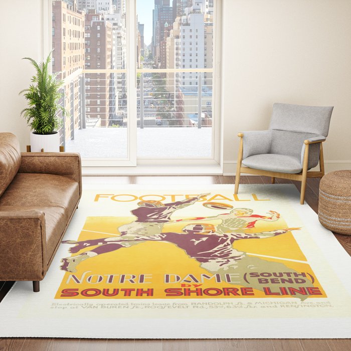 1926 Notre Dame By South Shore Line Advertising Poster Rug