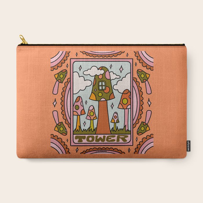 16. Tower Tarot Mushroom Carry All Pouch