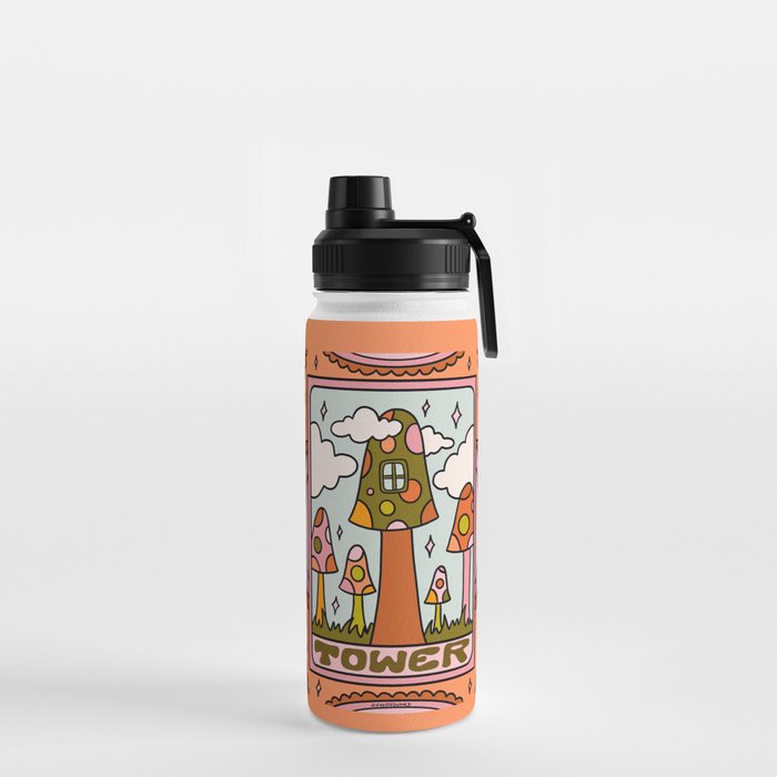 16. Tower Tarot Mushroom Water Bottle