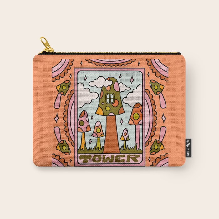 16. Tower Tarot Mushroom Carry All Pouch