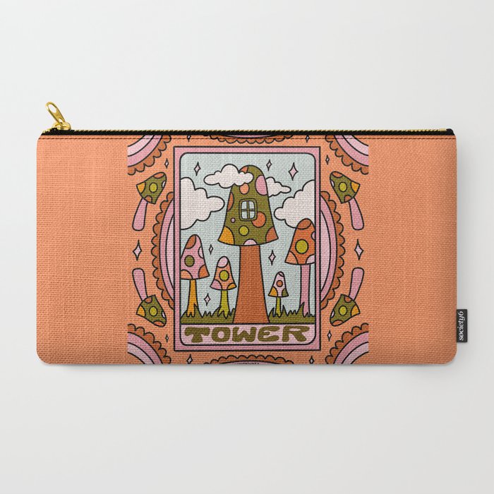 16. Tower Tarot Mushroom Carry All Pouch