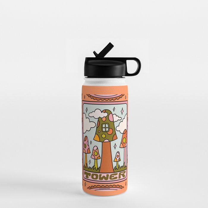 16. Tower Tarot Mushroom Water Bottle