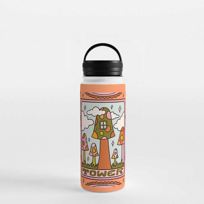 16. Tower Tarot Mushroom Water Bottle